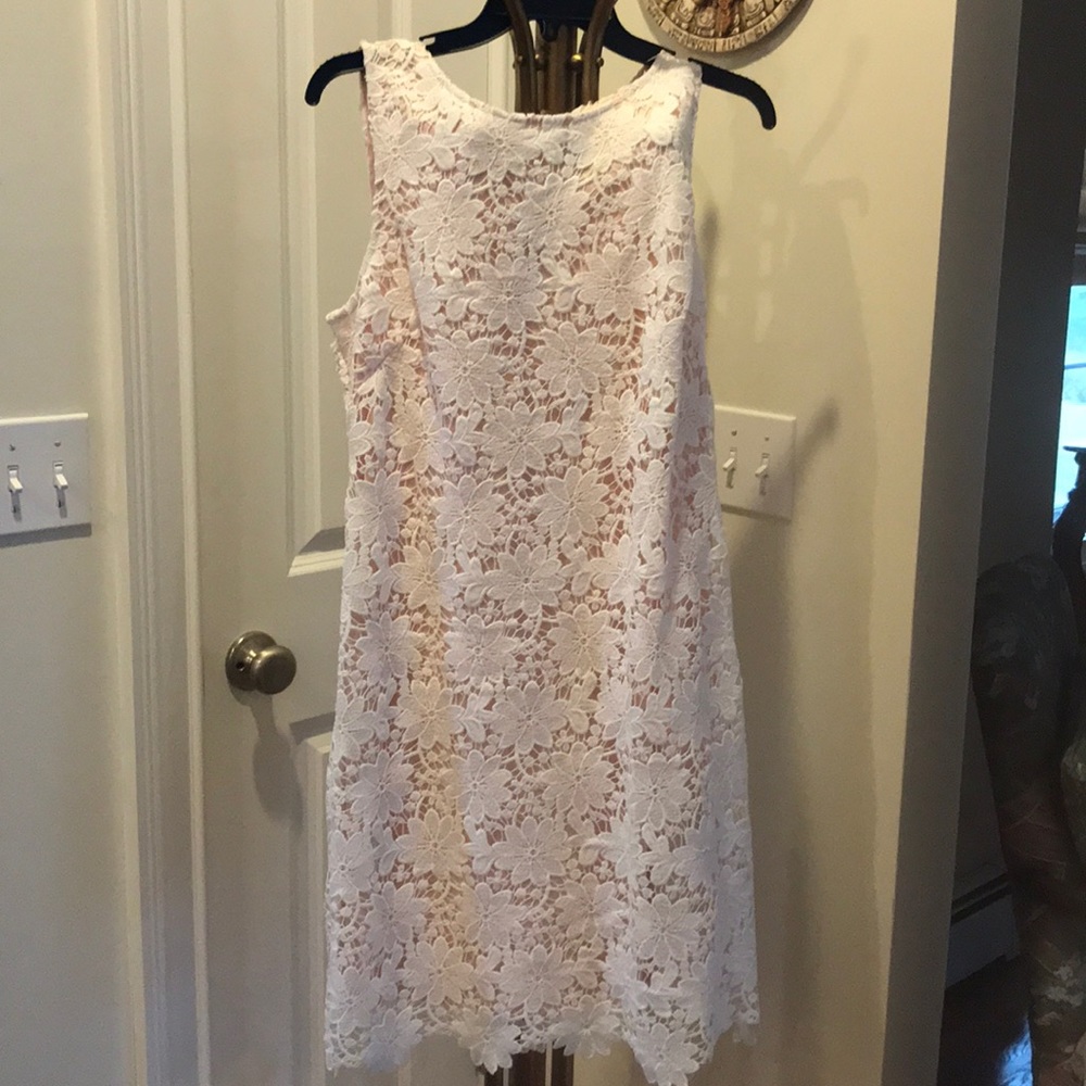 Flower soft lace dress with light pink lining